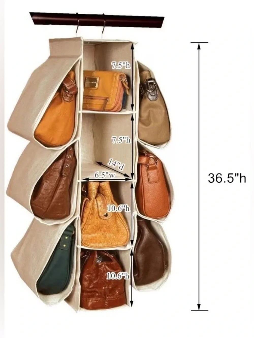 Hanging Closet Organizer with Six Pockets and Four Shelves